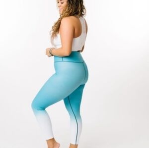 ZYIA Active Teal Venom Metallic Ombre Light n Tight Hi-Rise 7/8